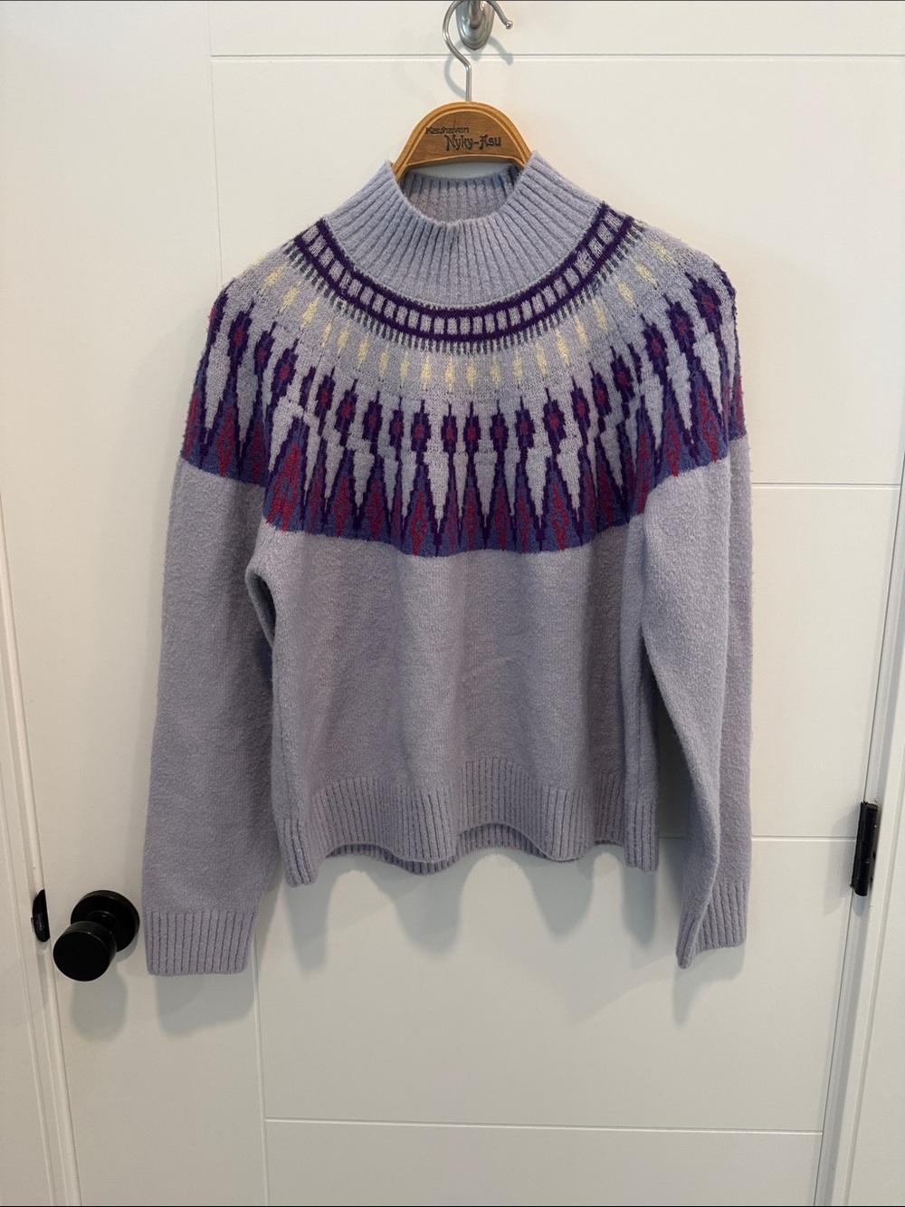 French connection Lavender Patterned Crewneck Sweater